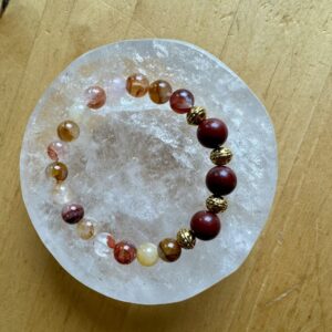 Fire Quartz, Golden Healer Quartz and Mookaite Jasper Bracelet