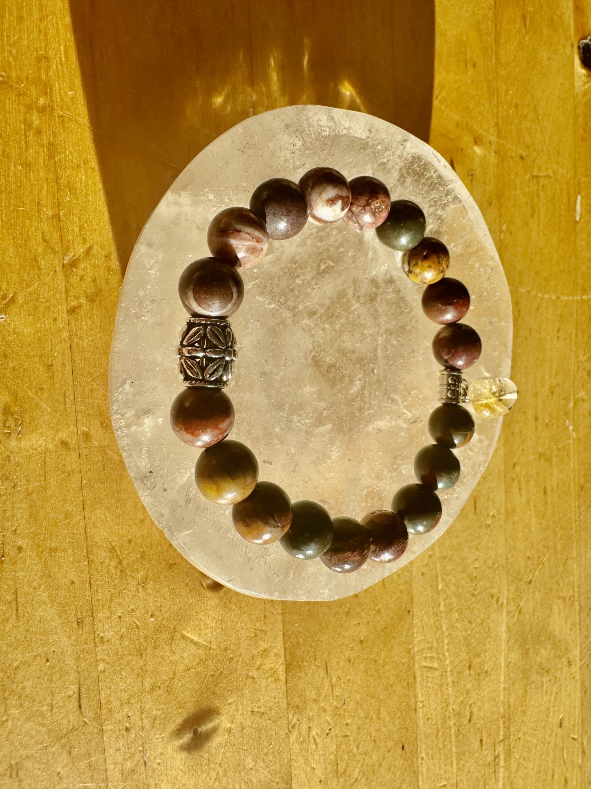 Rainforest Jasper with Citrine Charm Bracelet