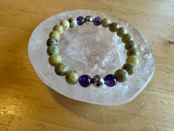 Green Jasper, Hematite and Amethyst