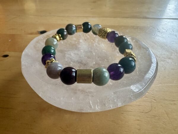 Ocean Jasper, Amethyst and Moss Agate Bracelet - Image 3