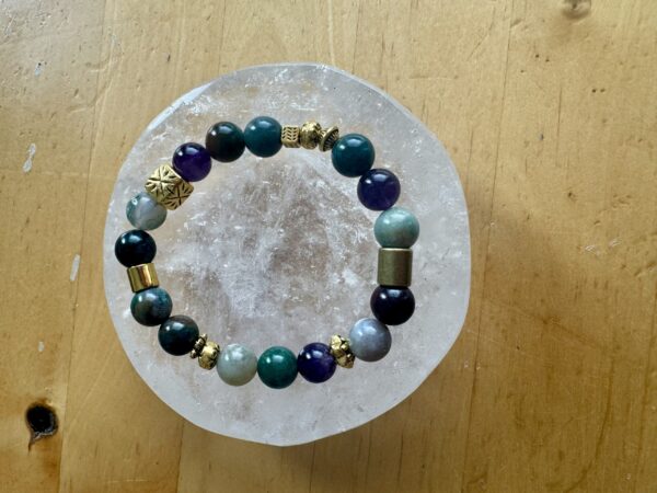 Ocean Jasper, Amethyst and Moss Agate Bracelet