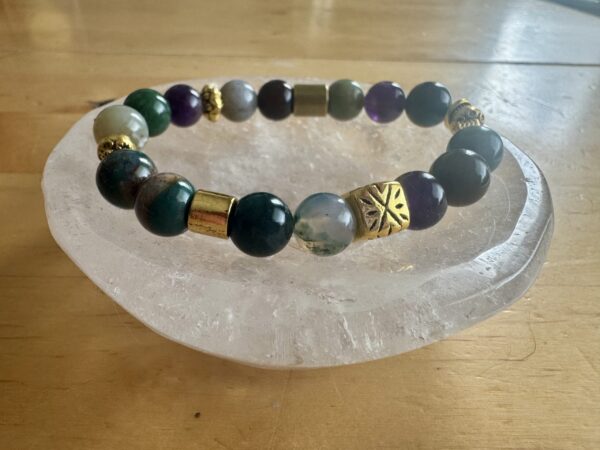 Ocean Jasper, Amethyst and Moss Agate Bracelet - Image 2
