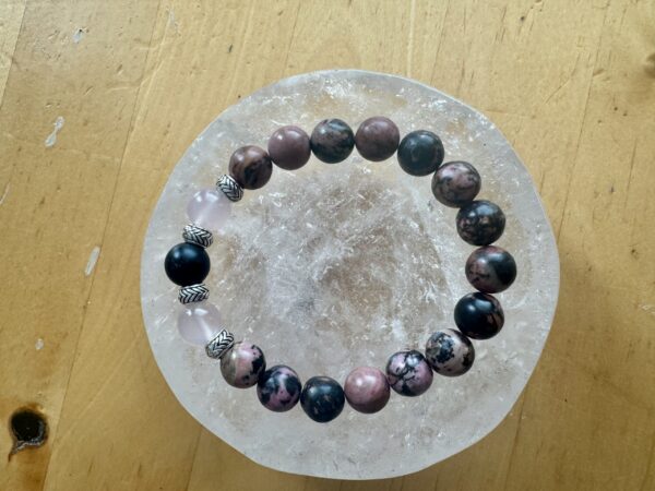 Rhodonite, Rose Quartz and Onyx Bracelet - Image 2
