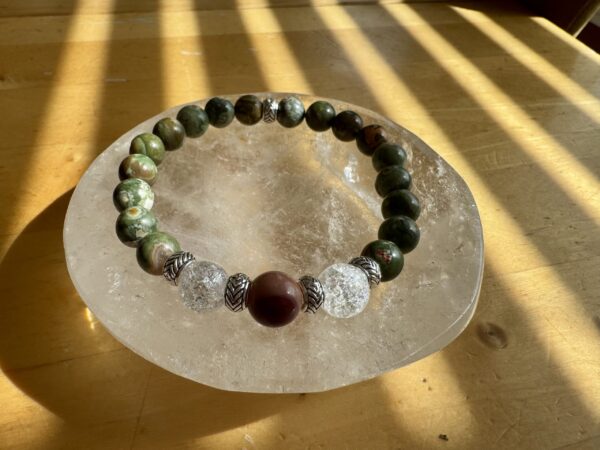 Rhyolite with Crackle Quartz and Mookaite Jasper Bracelet