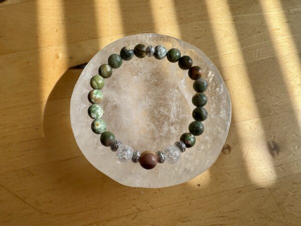 Rhyolite with Crackle Quartz and Mookaite Jasper Bracelet - Image 2