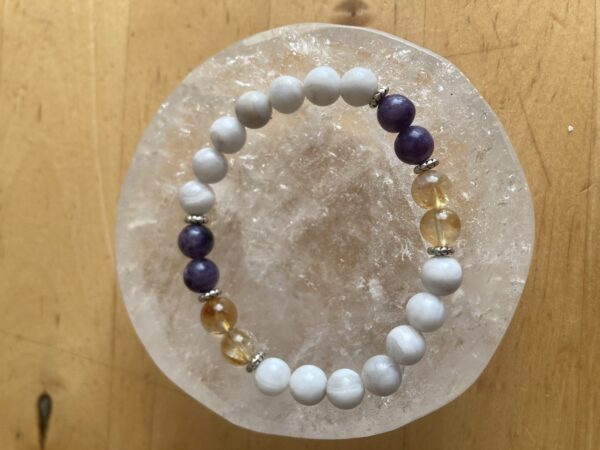 White Agate, Citrine and Lepidolite Bracelet