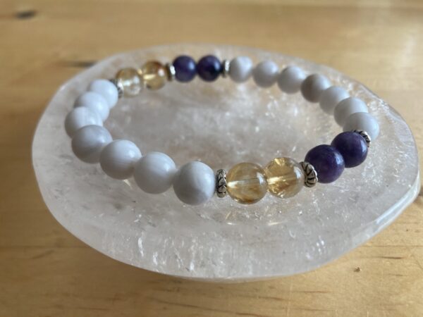 White Agate, Citrine and Lepidolite Bracelet - Image 2