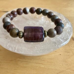 Porcelain Jasper with Purple Statement Glass Bead