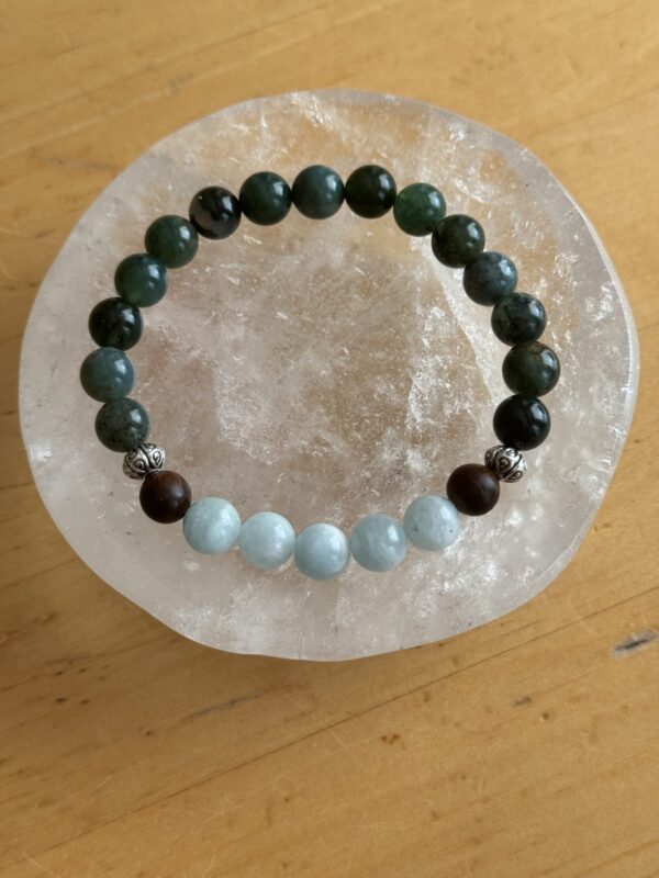 Aquamarine and Moss Agate Bracelet