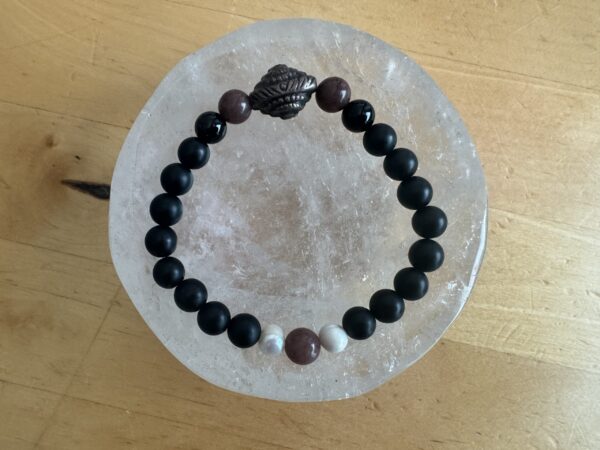 Black Tourmaline with Purple Aventurine with Freshwater Pearls