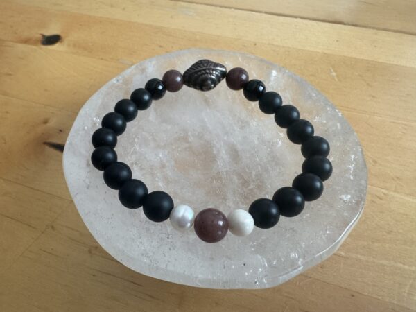 Black Tourmaline with Purple Aventurine with Freshwater Pearls - Image 2