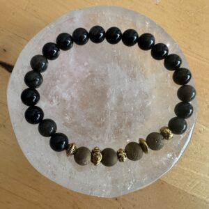 Gold Sheen Obsidian and Gold Druzy Stone Bracelet