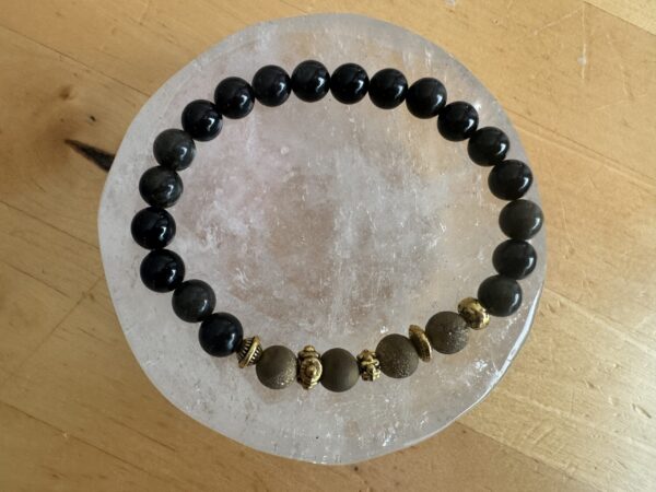 Gold Sheen Obsidian and Gold Druzy Stone Bracelet