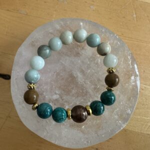 Amazonite with African Howlite and Petrified Wood