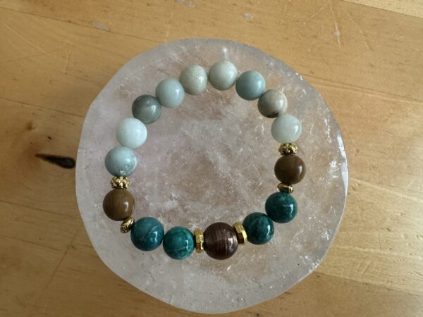 Amazonite with African Howlite and Petrified Wood