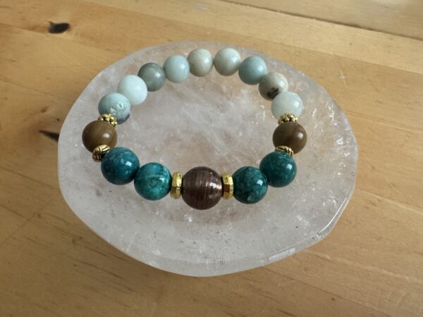 Amazonite with African Howlite and Petrified Wood - Image 2