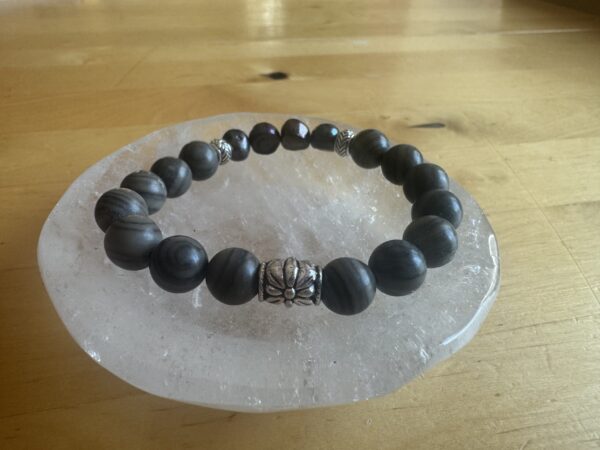 Grey Petrified Wood and Freshwater Pearl - Image 3