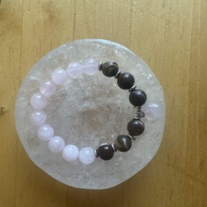 Rose Quartz with Zebra Jasper Charm Bracelet