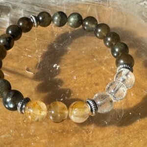 Labradorite, Golden Healer and Clear Quartz Bracelet