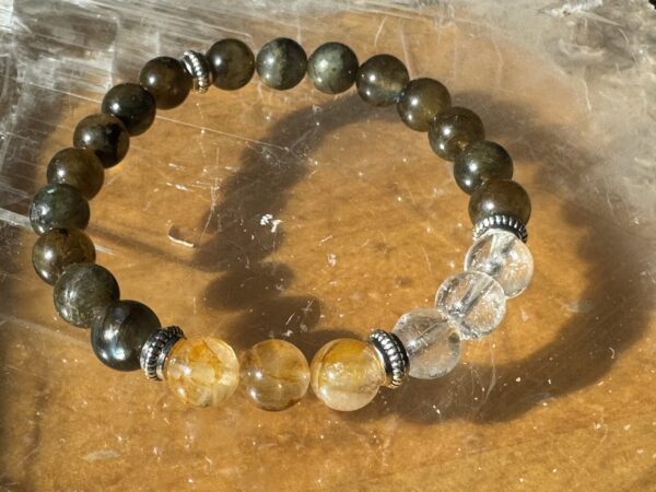 Labradorite, Golden Healer and Clear Quartz Bracelet