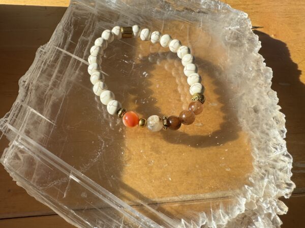 Howlite, Rutile Quartz and Carnelian Bracelet - Image 2