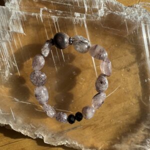 Strawberry Quartz with Black Tourmaline and Mookaite Jasper