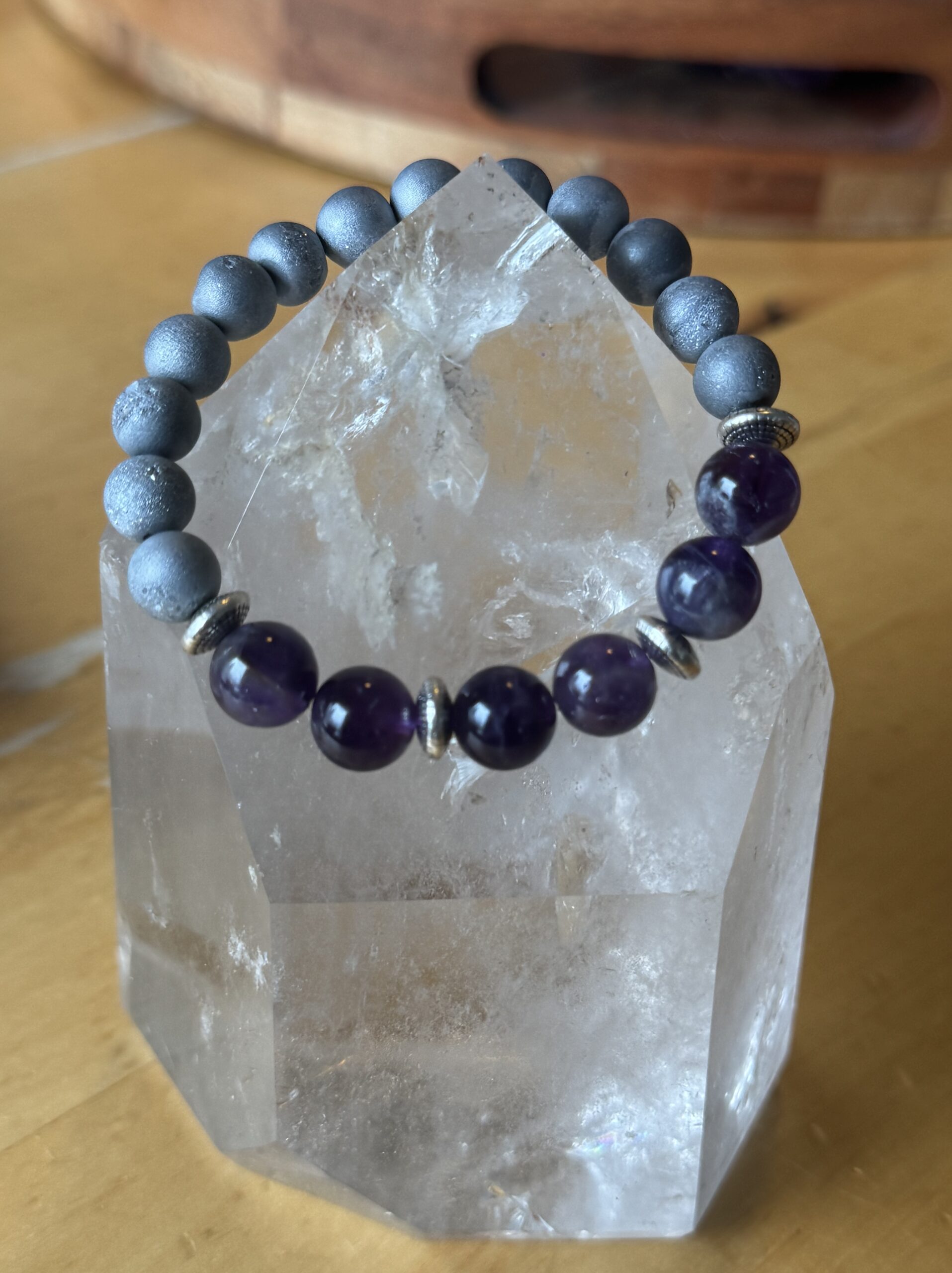 Amethyst and Druzy Stone Bracelet