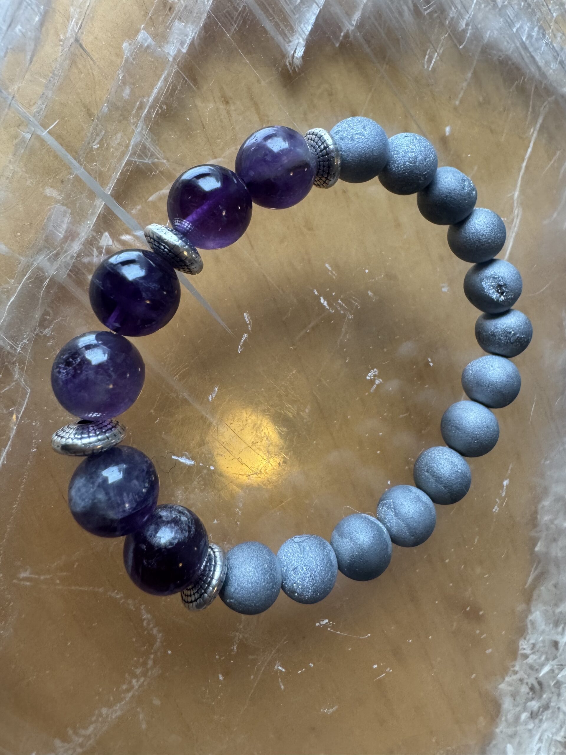 Amethyst and Druzy Stone Bracelet - Image 2