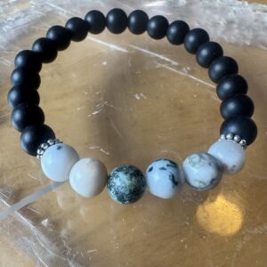 Tree Agate and Onyx Bracelet