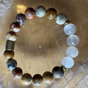 Crazy Lace Agate and Calcite Bracelet