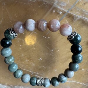 Rainbow Mud Jasper and Peach Moonstone Bracelet
