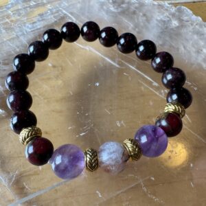 Garnet, Amethyst, Copper Agate and Fire Quartz Bracelet