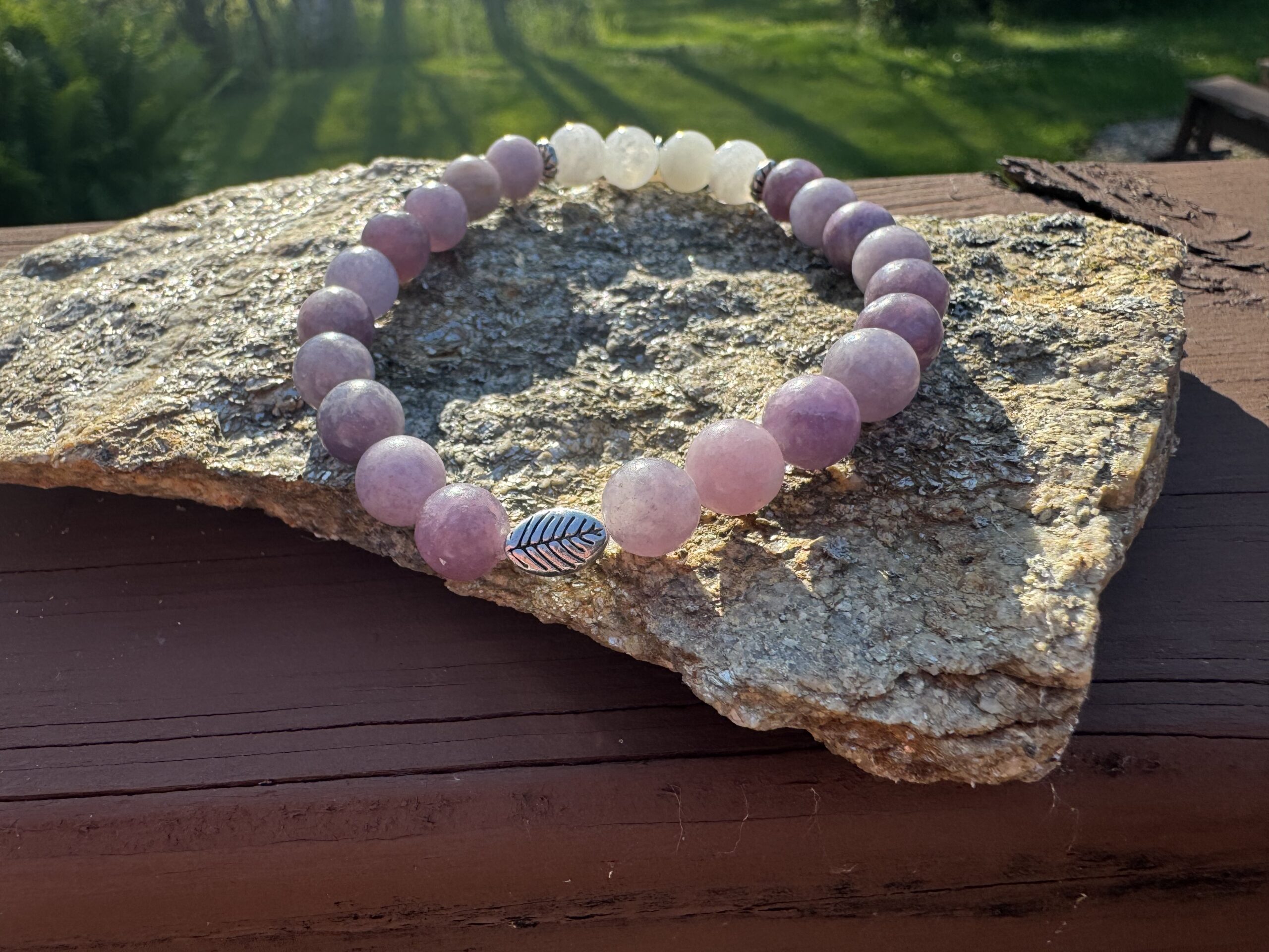 Lepidolite, Moonstone and Mother of Pearl Bracelet - Image 3
