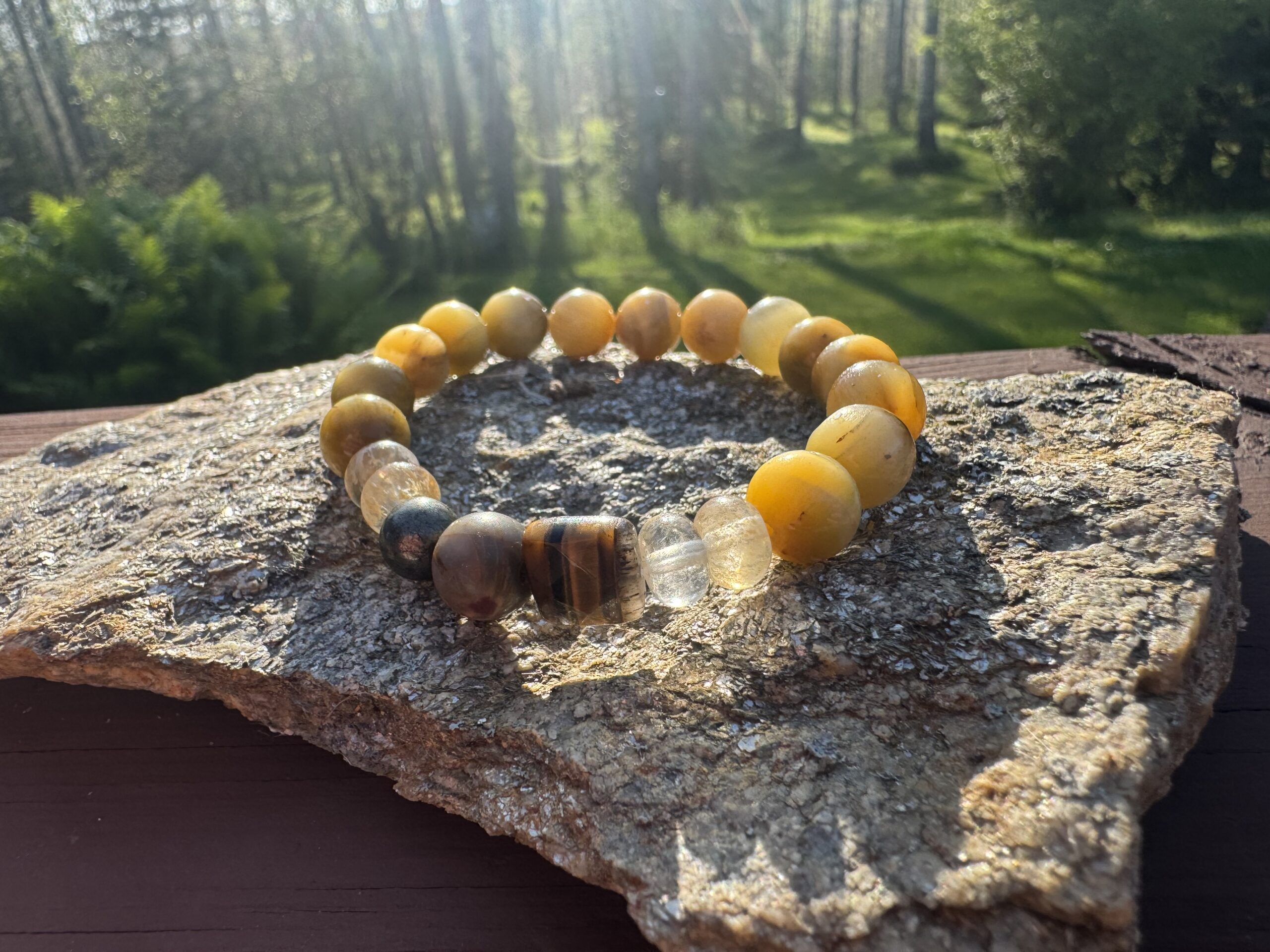 Golden Tiger's Eye, Golden Healer, Pyrite and Mud Jasper Bracelet - Image 2