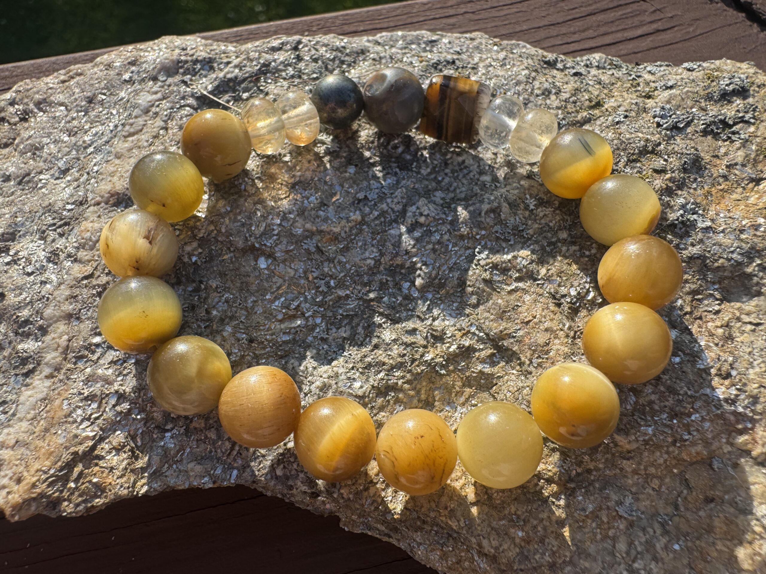 Golden Tiger's Eye, Golden Healer, Pyrite and Mud Jasper Bracelet - Image 3
