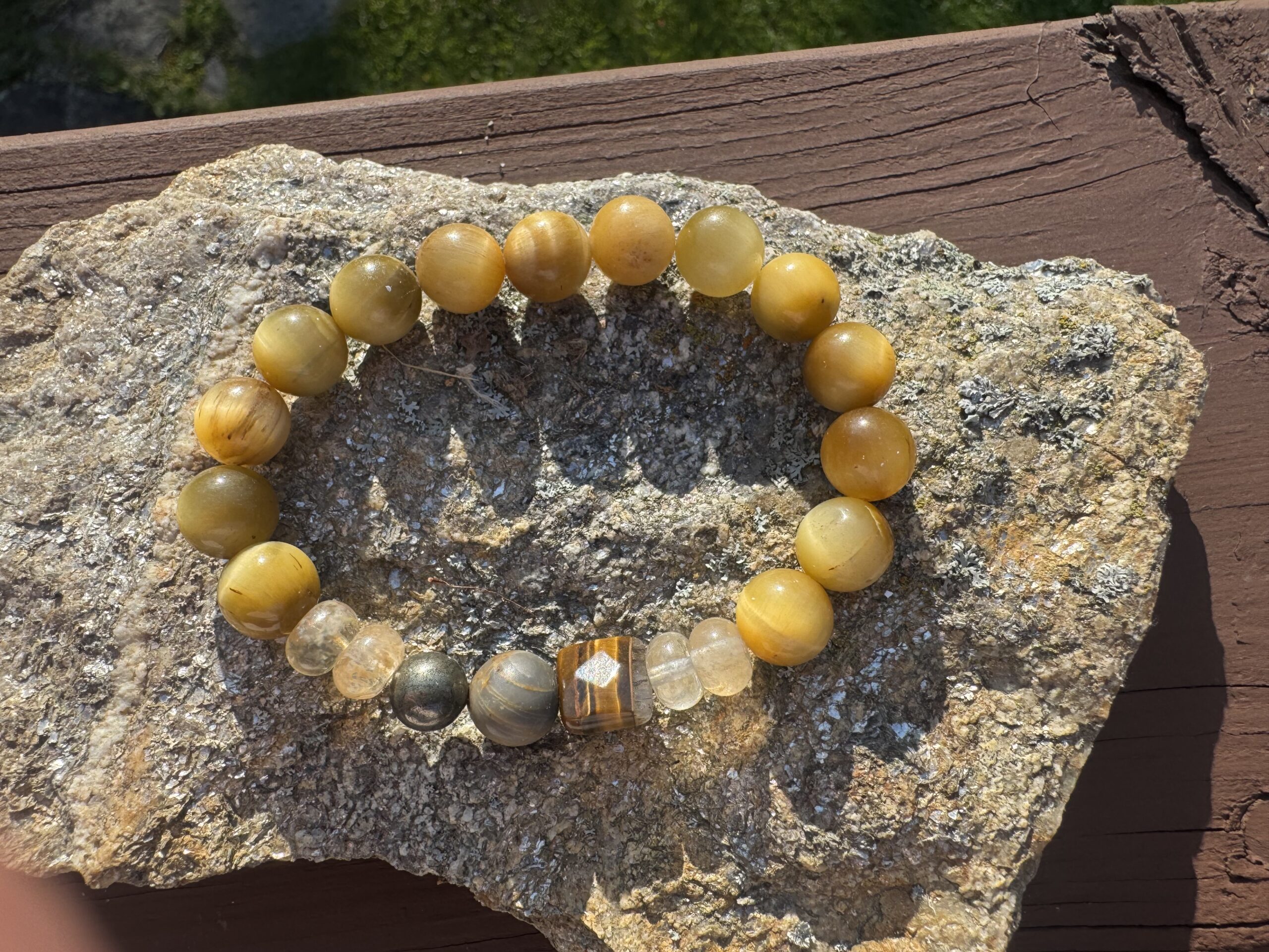 Golden Tiger's Eye, Golden Healer, Pyrite and Mud Jasper Bracelet - Image 4